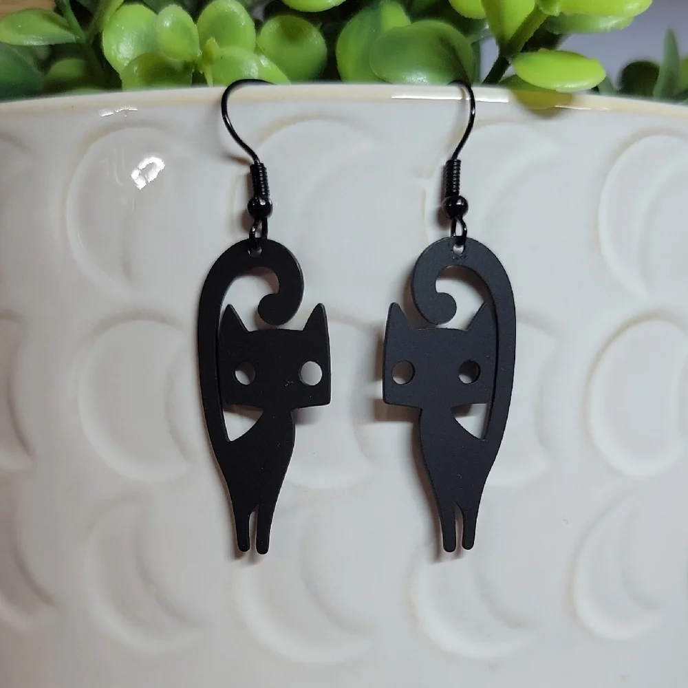 Black Cat Silhouette Earrings